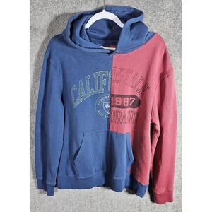 Aeropostale 1987 California Spliced‎ Color Block Hoodie Mens Size L Fleece Lined